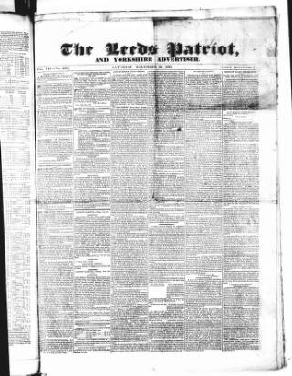 cover page of Leeds Patriot and Yorkshire Advertiser published on November 26, 1831