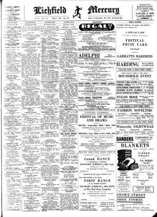cover page of Lichfield Mercury published on September 18, 1953