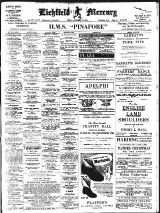 cover page of Lichfield Mercury published on November 30, 1956