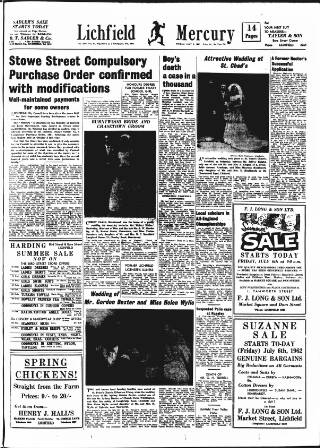 cover page of Lichfield Mercury published on July 6, 1962