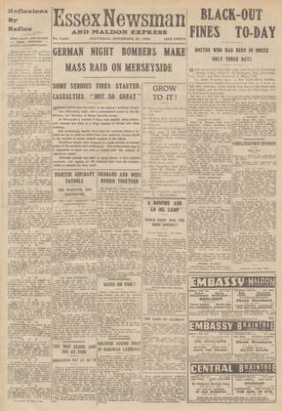 cover page of Essex Newsman published on November 30, 1940
