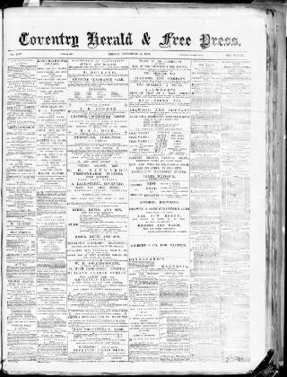 cover page of Coventry Herald published on November 15, 1878