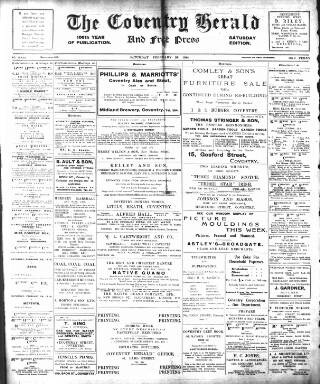 cover page of Coventry Herald published on February 28, 1914