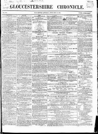 cover page of Gloucestershire Chronicle published on February 28, 1857