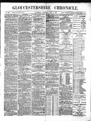 cover page of Gloucestershire Chronicle published on July 6, 1889