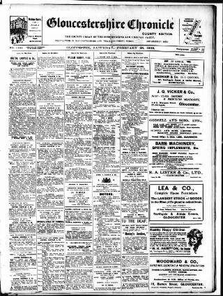 cover page of Gloucestershire Chronicle published on February 28, 1920