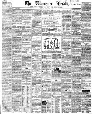 cover page of Worcester Herald published on February 28, 1857