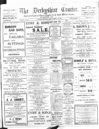 cover page of Derbyshire Courier published on September 18, 1909