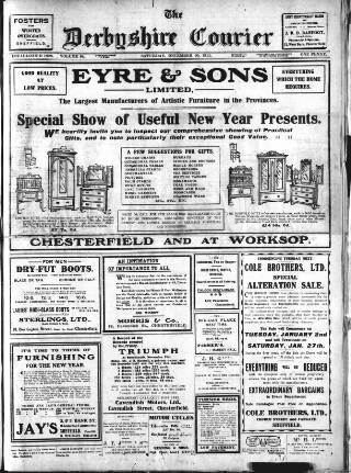 cover page of Derbyshire Courier published on December 30, 1911