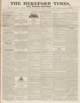 cover page of Hereford Times published on November 30, 1833