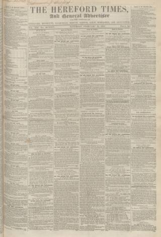 cover page of Hereford Times published on February 28, 1852