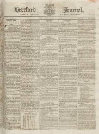 cover page of Hereford Journal published on February 28, 1821