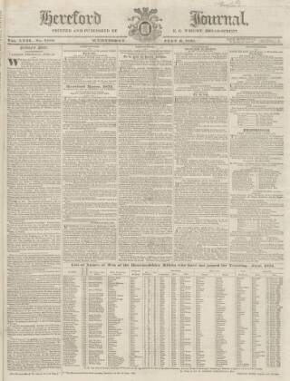 cover page of Hereford Journal published on July 6, 1831