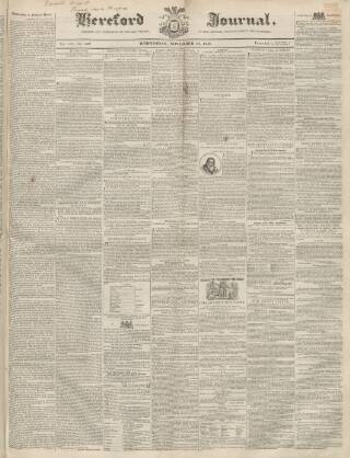 cover page of Hereford Journal published on November 15, 1848