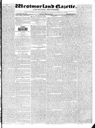 cover page of Westmorland Gazette published on May 29, 1830
