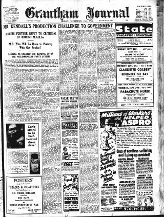 cover page of Grantham Journal published on September 18, 1942