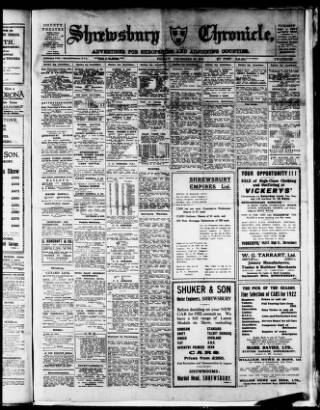 cover page of Shrewsbury Chronicle published on December 30, 1921