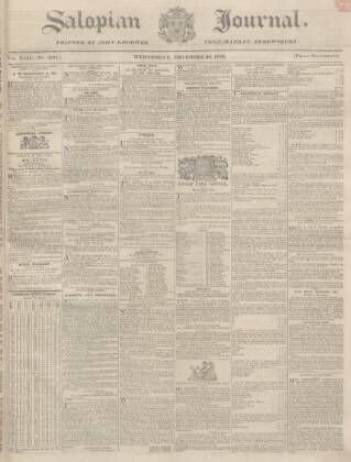 cover page of Salopian Journal published on December 30, 1835