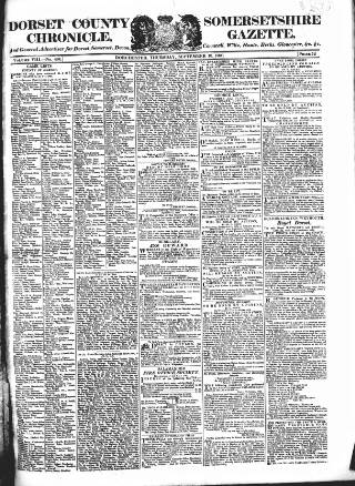 cover page of Dorset County Chronicle published on September 18, 1828