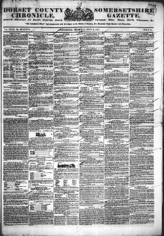 cover page of Dorset County Chronicle published on July 6, 1843