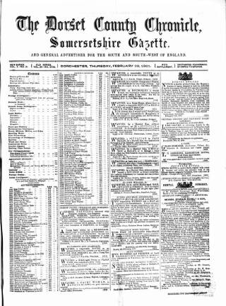 cover page of Dorset County Chronicle published on February 28, 1861