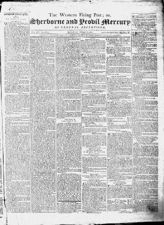 cover page of Sherborne Mercury published on February 28, 1814