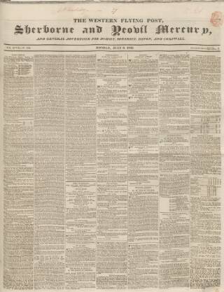 cover page of Sherborne Mercury published on July 6, 1835