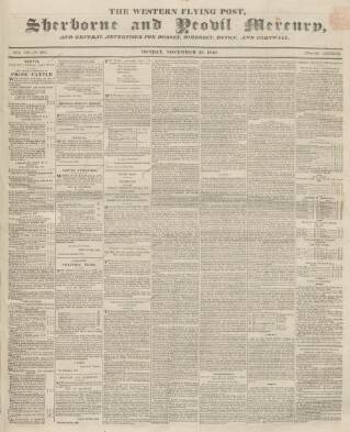 cover page of Sherborne Mercury published on November 30, 1840