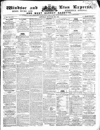 cover page of Windsor and Eton Express published on December 30, 1865
