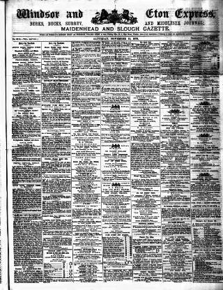 cover page of Windsor and Eton Express published on November 15, 1879