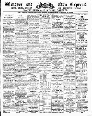 cover page of Windsor and Eton Express published on February 28, 1885