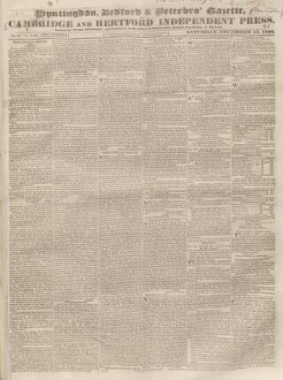 cover page of Huntingdon, Bedford & Peterborough Gazette published on November 15, 1828