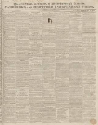 cover page of Huntingdon, Bedford & Peterborough Gazette published on February 28, 1835
