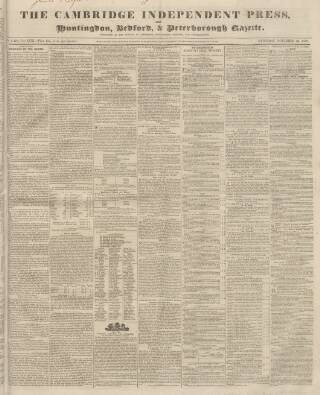cover page of Huntingdon, Bedford & Peterborough Gazette published on November 30, 1839