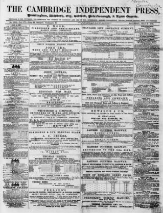 cover page of Cambridge Independent Press published on July 6, 1861