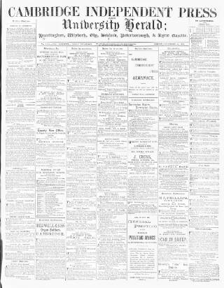cover page of Cambridge Independent Press published on December 30, 1892