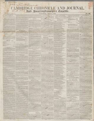 cover page of Cambridge Chronicle and Journal published on July 6, 1844