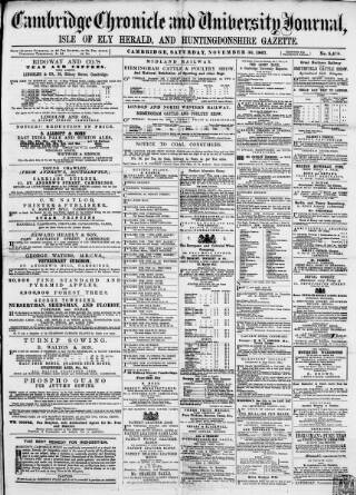 cover page of Cambridge Chronicle and Journal published on November 30, 1867