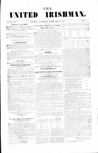cover page of United Irishman published on February 12, 1848
