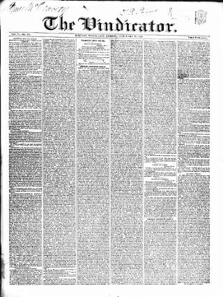 cover page of Vindicator published on February 28, 1844