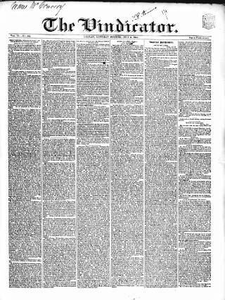 cover page of Vindicator published on July 6, 1844