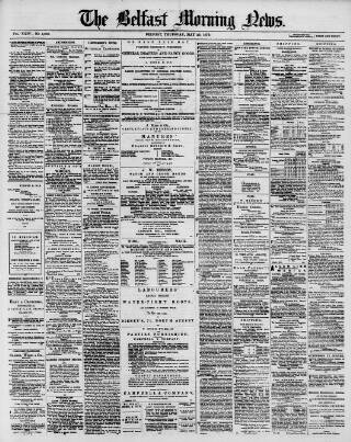 cover page of Belfast Morning News published on May 29, 1879