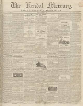 cover page of Kendal Mercury published on July 6, 1839