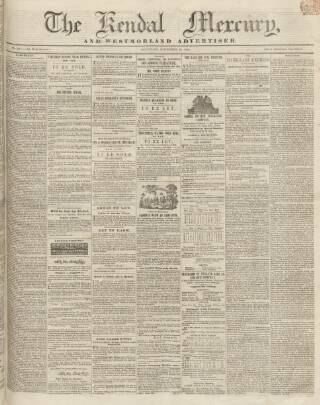 cover page of Kendal Mercury published on November 30, 1839
