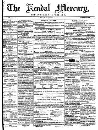 cover page of Kendal Mercury published on November 15, 1851