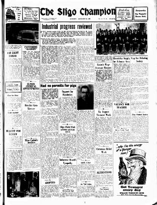 cover page of Sligo Champion published on November 30, 1957