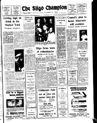 cover page of Sligo Champion published on November 15, 1974