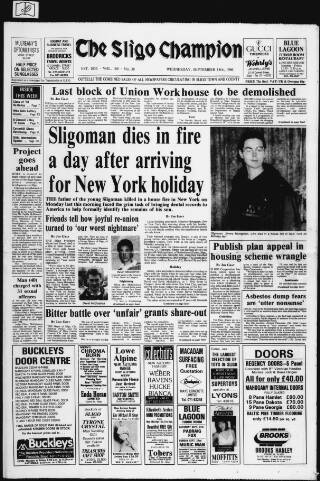 cover page of Sligo Champion published on September 18, 1996