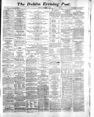 cover page of Dublin Evening Post published on November 15, 1870