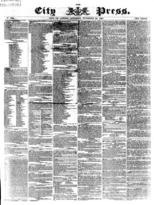 cover page of London City Press published on November 30, 1867